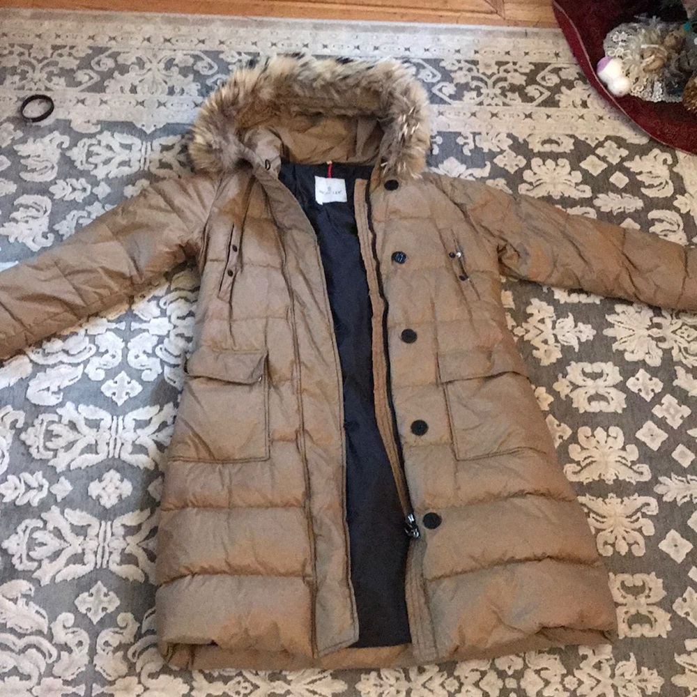 Moncler long puffer jacket with fur